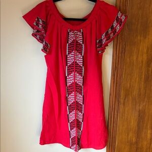 Piper by Townsen Red Mini Dress with Geometric Accents